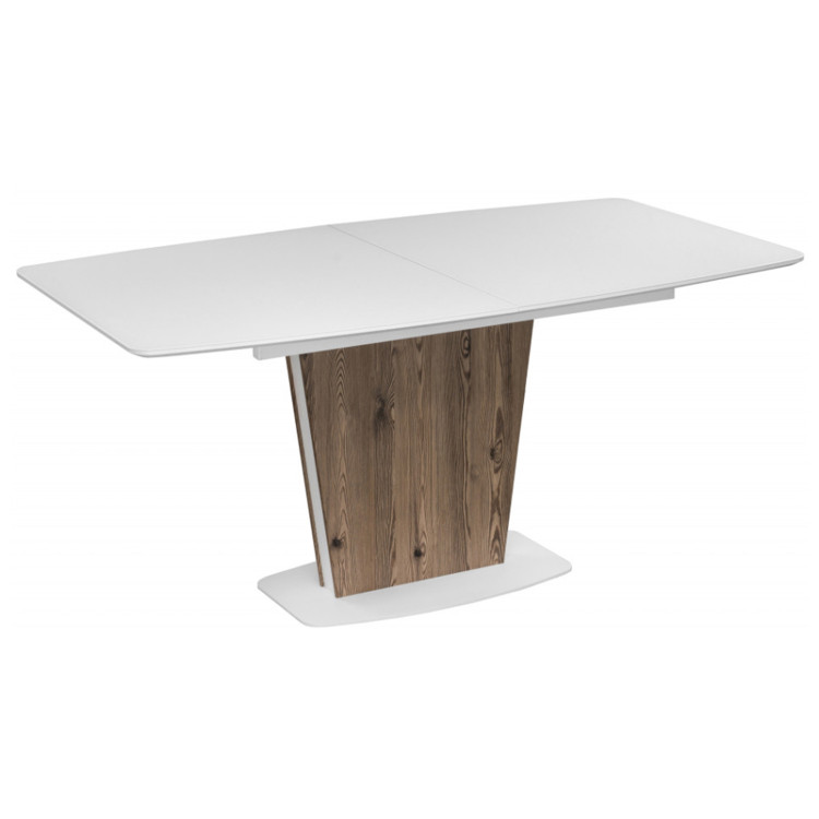 ОЛИВЕР стол со стеклянной столешницей, цвет лиственница горная / белый
