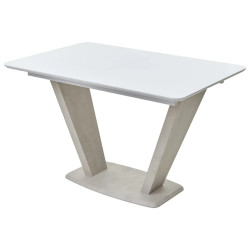 Стол Прага 120 БЕЛЫЙ, стекло/ КАМЕНЬ СВЕТЛЫЙ М-City