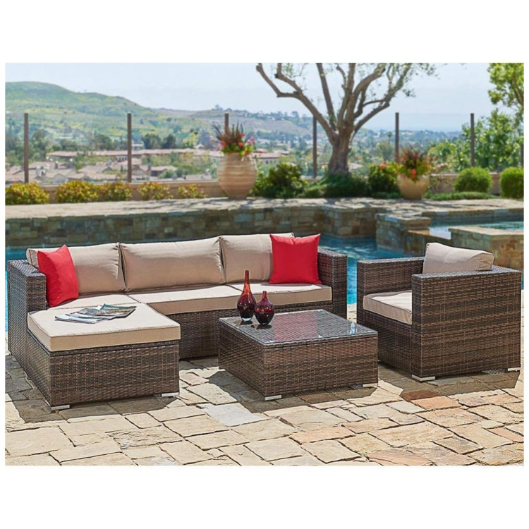 Диваны для дачи Комплект плетеной мебели  YR821 Light Brown