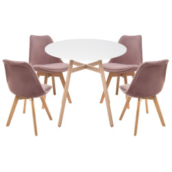 Арги 90 light purple / white / wood Обеденная группа