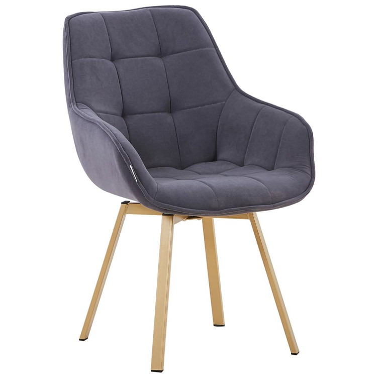 Стул-кресло DC837 Стул мягкий поворотный с подлокот., ТЕМНО-СЕРЫЙ#M16 велюр, каркас металл шампань КВАДРАТ