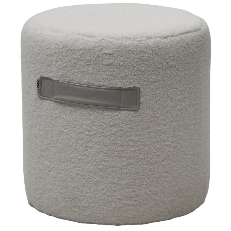 Пуфы и банкетки Пуф для гостиной HARTA NINI-01 Белый, teddy  / TKS-07 серый, экокожа М-City