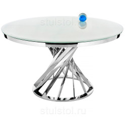 Стеклянные столы белого цвета. TWIST стеклянный обеденный стол