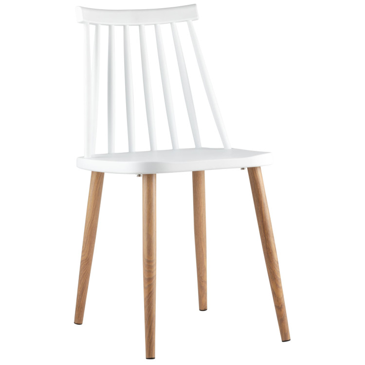 Пластиковые стулья пластиковый Морган белый, ножки металлические с принтом под дерево