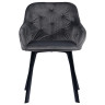 Стул-кресло DC-399 Стул мягкий с подлокотниками, СЕРЫЙ велюр, каркас металл черный КВАДРАТ