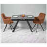 Столы Стол Arthur раскладной 120-184x80x75см, керамогранит серый мрамор Greys Grey, чёрный