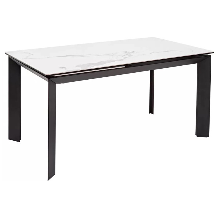 CREMONA 140 стол с керамической столешницей белый мрамор (HIGH GLOSS STATUARIO) / черный каркас, ®DISAUR