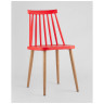 Пластиковые стулья пластиковый Морган красный, ножки металлические с принтом под дерево