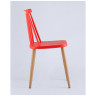 Пластиковые стулья пластиковый Морган красный, ножки металлические с принтом под дерево
