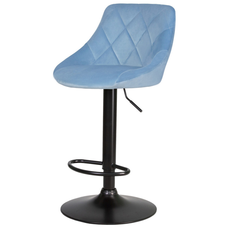 DOBRIN LOGAN BLACK барный стул с тканью велюр, цвет пудрово-голубой