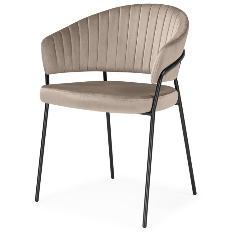 Стул-кресло ЛЕО, обивка велюр светло-коричневый (H-61), каркас металл черный