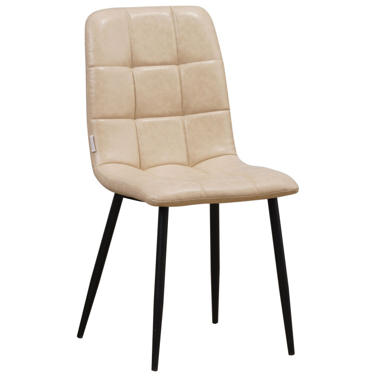 Стулья C919/DC809 Стул мягкий, БЕЖЕВЫЙ#19-14 экокожа, каркас металл черный КРУГЛЫЙ