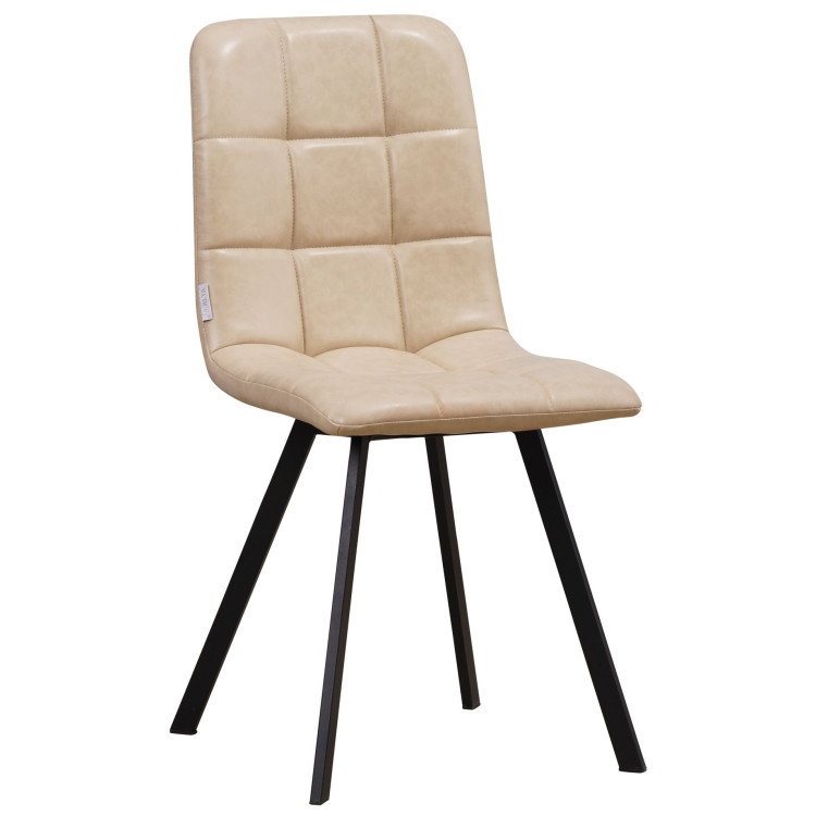 Стулья C919/DC809 Стул мягкий, БЕЖЕВЫЙ#19-14 экокожа, каркас металл черный КВАДРАТ