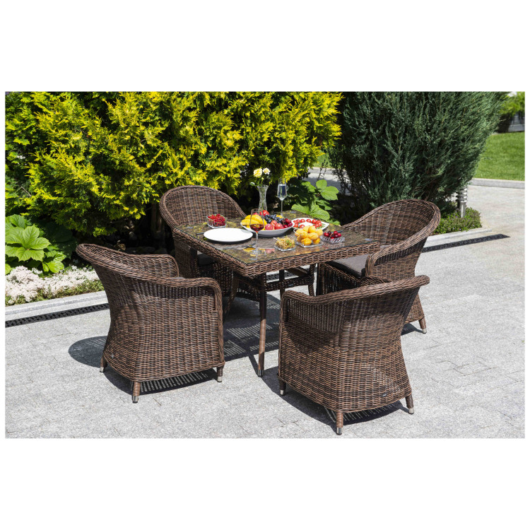 Садовая обеденная группа ФРЕДО (1+4), плетеная из искусственного ротанга, цвет коричневый