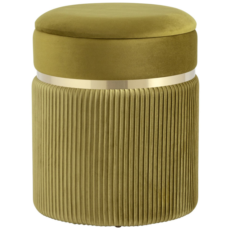 Пуфы Миранда с ящиком велюр оливковый с декоративным золотым ободком