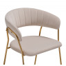 Стул-кресло KAMELIA 1, обивка ткань велюр бежевый, каркас металл золото