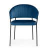 Стул-кресло ЛЕО, обивка велюр синий (H-58), каркас металл черный