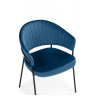 Стул-кресло ЛЕО, обивка велюр синий (H-58), каркас металл черный