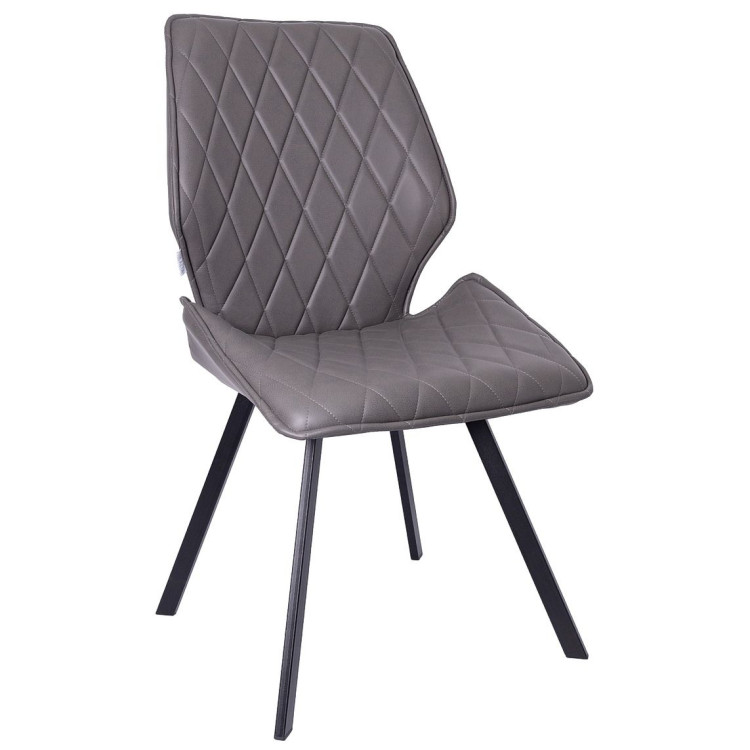 Стулья DC231 Стул мягкий поворотный 180, СЕРЫЙ экокожа, каркас металл, черный КВАДРАТ