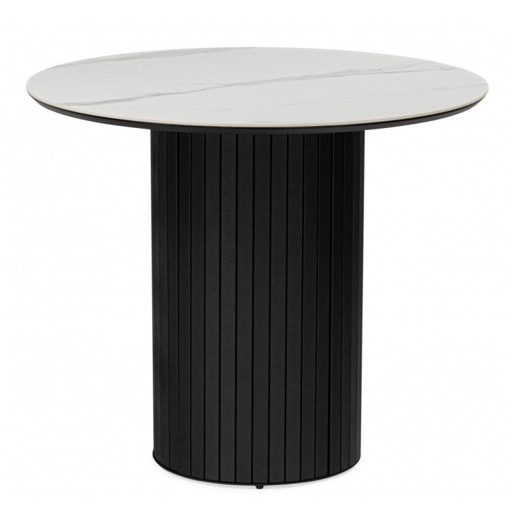 Керамические столы Гравент 90 белый мрамор snow white / черный