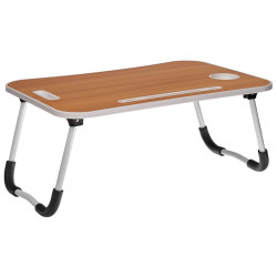 Стол складной с подстаканником «ЛАЙТ», 59,5x39,5x26,4см, мдф, металл, св. дерево, белый деревянный журнальный столик