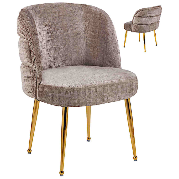 Стулья для гостиной DC1288 Стул мягкий, КОРИЧНЕВЫЙ велюр, каркас металл золото