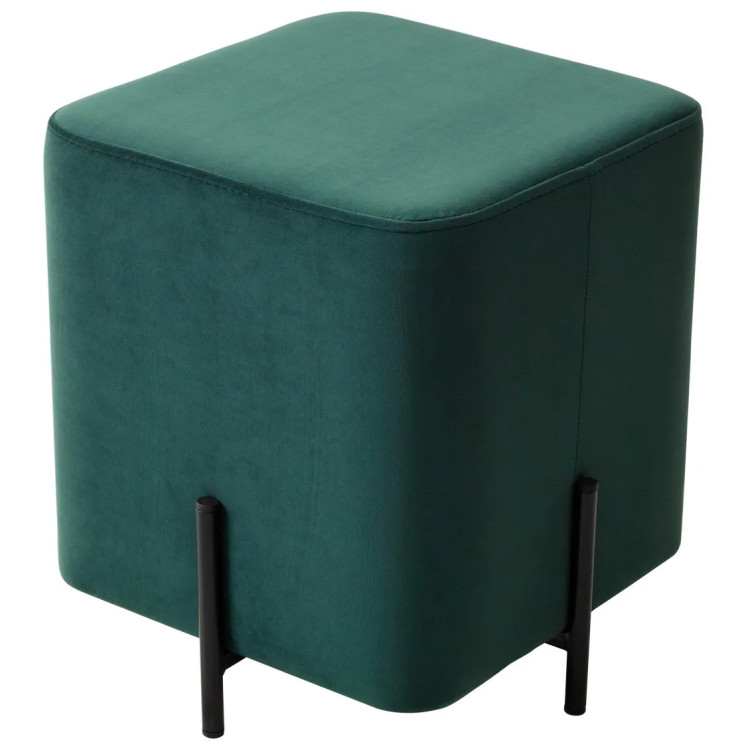 Пуфы и банкетки Пуф для гостиной ФЕЛИКС квадратный зеленый #19, велюр / черный каркас М-City