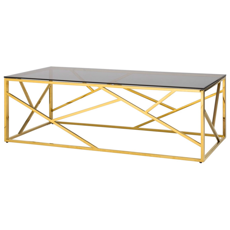 Журнальные столики 120*60 АРТ ДЕКО золото стекло smoke каркас нержавеющая сталь