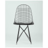 Обеденные стулья обеденный Eiffel из металла цвет черный с подушкой из черной экокожи