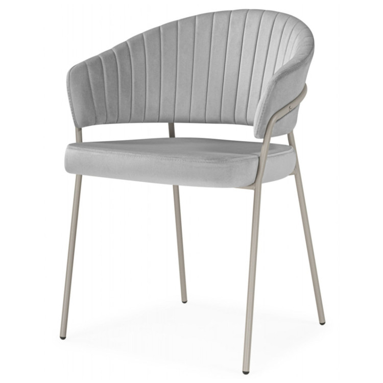 Стул-кресло ЛЕО, обивка велюр светло-серый (H-09), каркас металл серый