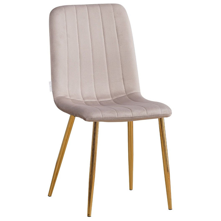 Стулья C921/DC811 Стул мягкий, СЕРО-БЕЖЕВЫЙ#h9 велюр, каркас металл золото КРУГЛЫЙ