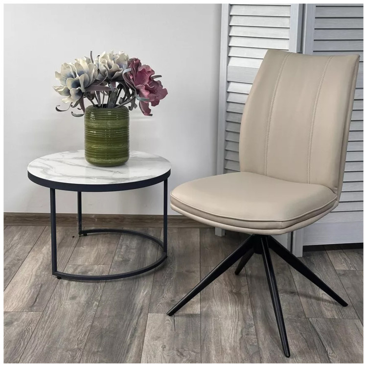 YOHAN 360 стул поворотный с обивкой экокожей, цвет бежевый (HF017-02) / черный, ®DISAUR