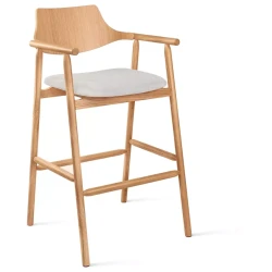 Барный стул Стул барный Viggo, дуб натуральный, ткань, серый