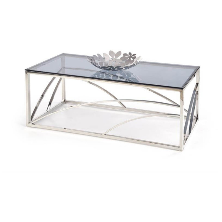 Стеклянные столики Стол журнальный Halmar UNIVERSE (дымчатый/серебристый)