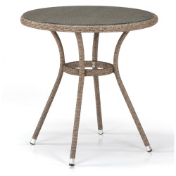 Плетеный стол T282ANT-W56-D72 Light Brown Садовый обеденный стол