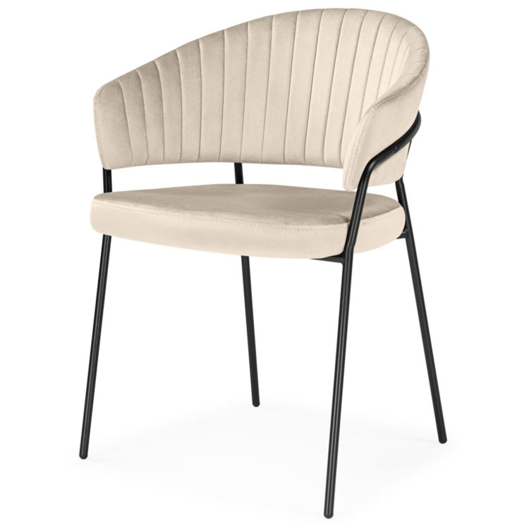 Стул-кресло ЛЕО, обивка велюр светло-бежевый (H-05), каркас металл черный