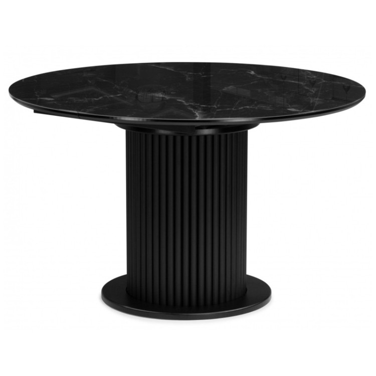 ФОСТЕР 120 обеденный стол со стеклянной столешницей на металлической опоре, цвет черный мрамор