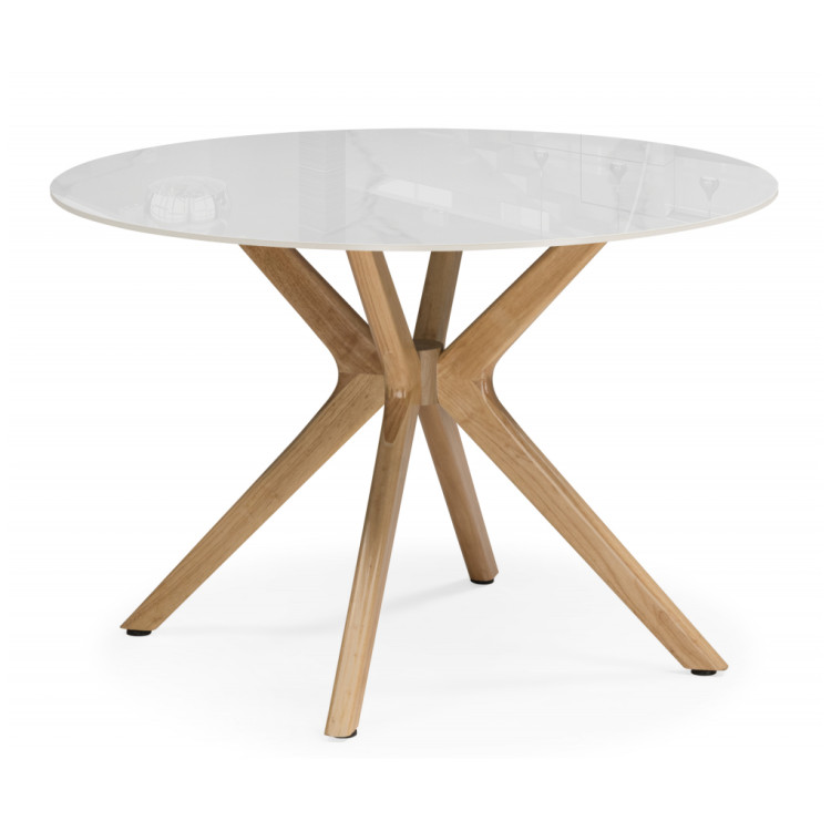 Керамические столы Unika Round белый мрамор / светлое дерево