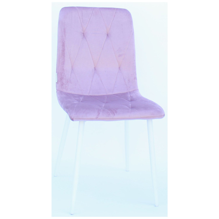 Стулья C923/DC813 Стул мягкий, РОЗОВО-ЛИЛОВЫЙ#h27 велюр, каркас металл белый КРУГЛЫЙ