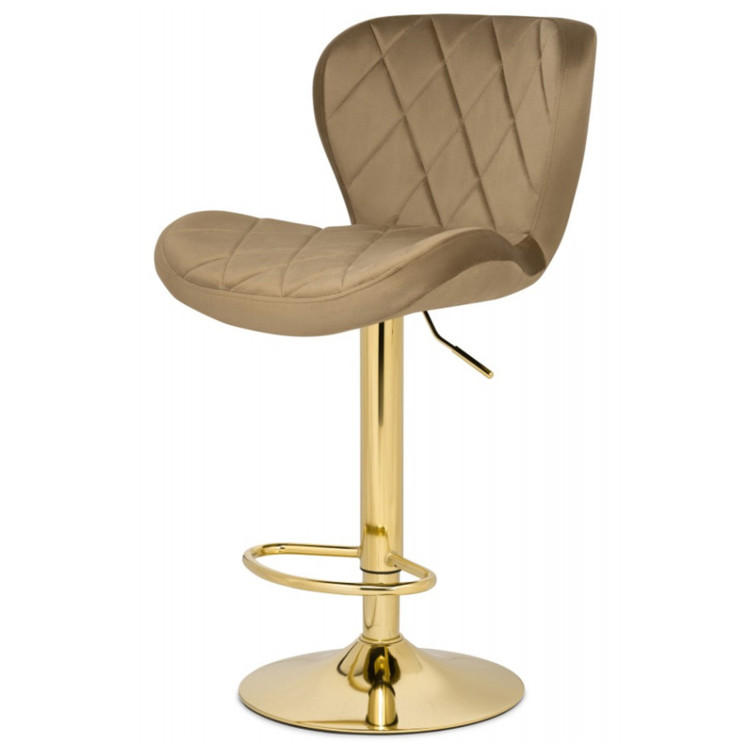 PORCH барный стул с обивкой тканью велюр, цвет dark beige / golden каркас