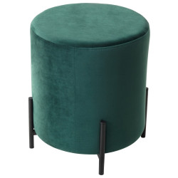 Пуф для гостиной ФЕЛИКС круглый зеленый #19, велюр / черный каркас М-City