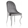 GUSTAV стул с обивкой тканью серым велюром на металлическом хромированном каркасе 