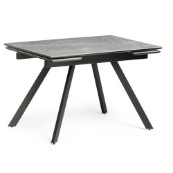 Стол Габбро 120 х 80 х 76 серый мрамор / черный обеденный стол