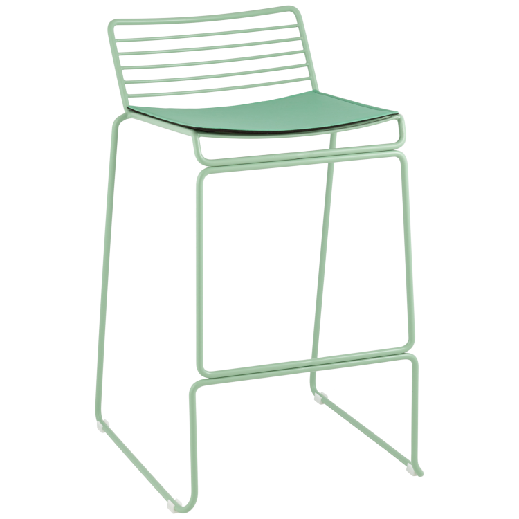 Барные табуреты Danny зеленый металл с подушкой из экокожи
