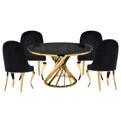 обеденные группы для гостиной. АГАН черный / золото Обеденная группа