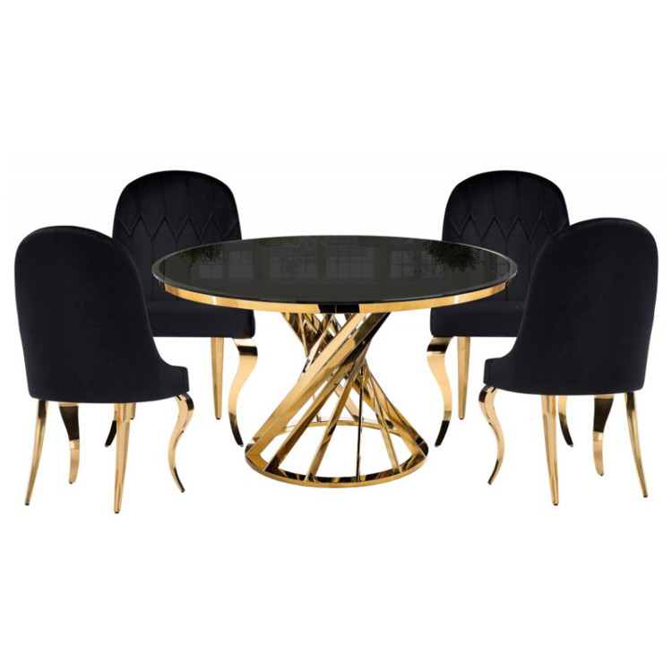 Обеденная группа АГАН (black / gold), цвет черный / золото