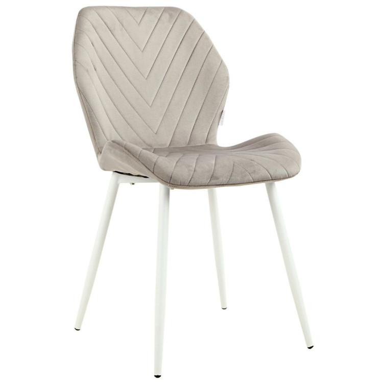 Стулья DC828 Стул мягкий, СЕРЫЙ#G62-38 велюр, каркас металл белый КРУГЛЫЙ