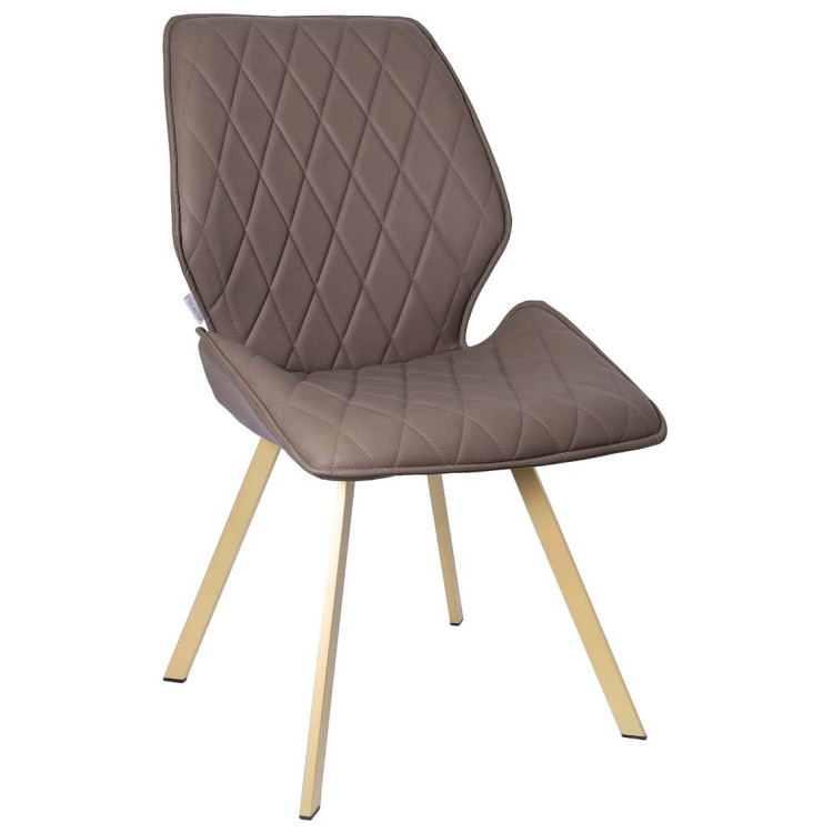 Стулья DC230 Стул мягкий, ТЕМНО-БЕЖЕВЫЙ экокожа, каркас металл, шампань КВАДРАТ