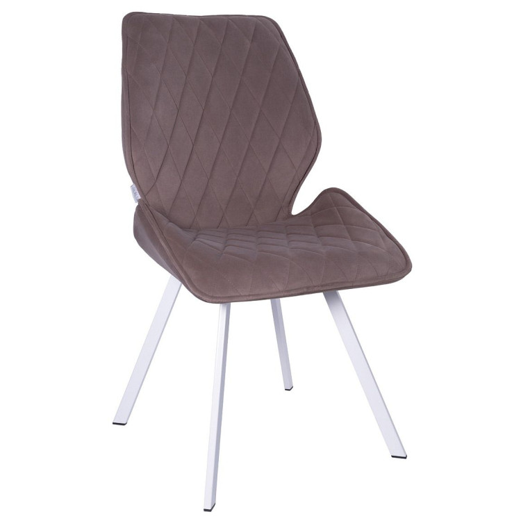 Стулья DC230 Стул мягкий, МОККО#M420-06 велюр, каркас металл, белый КВАДРАТ