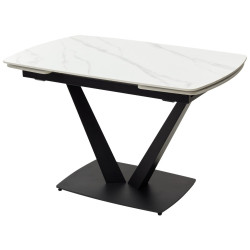 Стол ALATRI 120 MATT WHITE MARBLE SOLID CERAMIC / BLACK, ®DISAUR